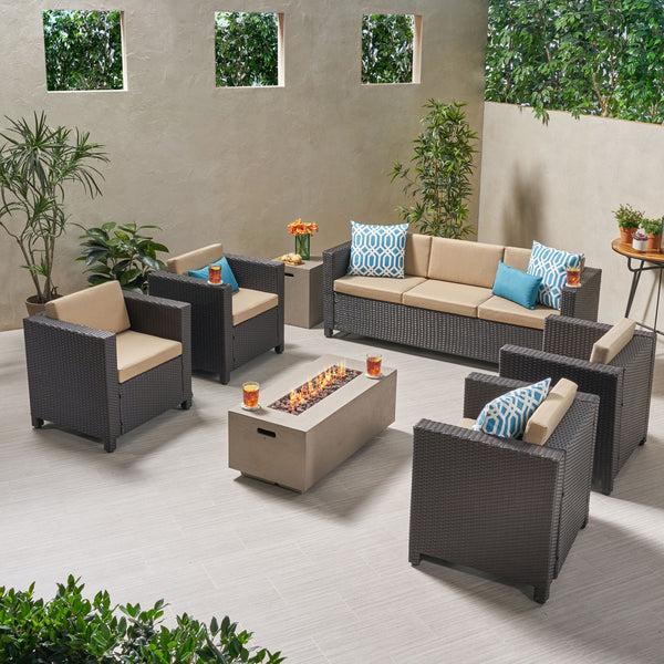 Gdf Studio Venice 7-Seater Outdoor Fire Pit Sofa Set