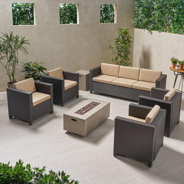 Gdf Studio Venice 7-Seater Outdoor Fire Pit Sofa Set