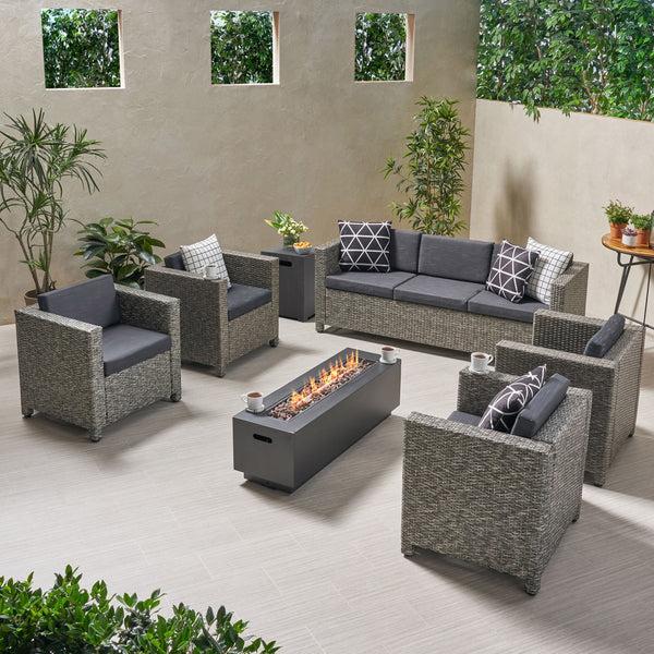 gdf studio Venice 7-Seater Outdoor Fire Pit Sofa Set