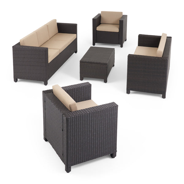 Gdf Studio Venice Outdoor 7 Seater Sofa Chat Set With Cushions