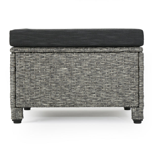 Gdf Studio Venice Outdoor Gray PE Wicker Club Chair With Ottoman (set Of 2)