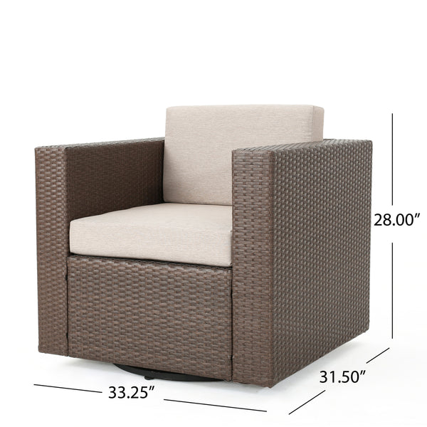 Gdf Studio Venice Outdoor Wicker Swivel Club Chairs With Cushions