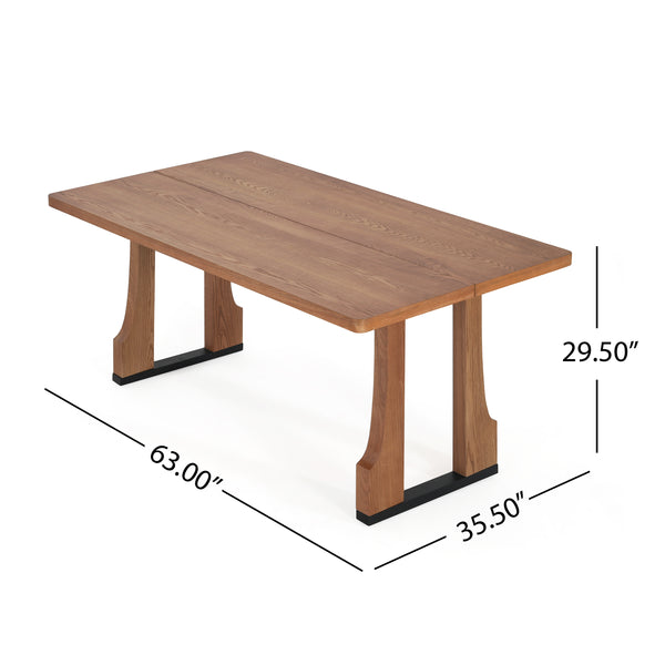 Gdf Studio Verenda 63" Rustic Farmhouse Dining Table – Seats 4-6 With Pedestal Base