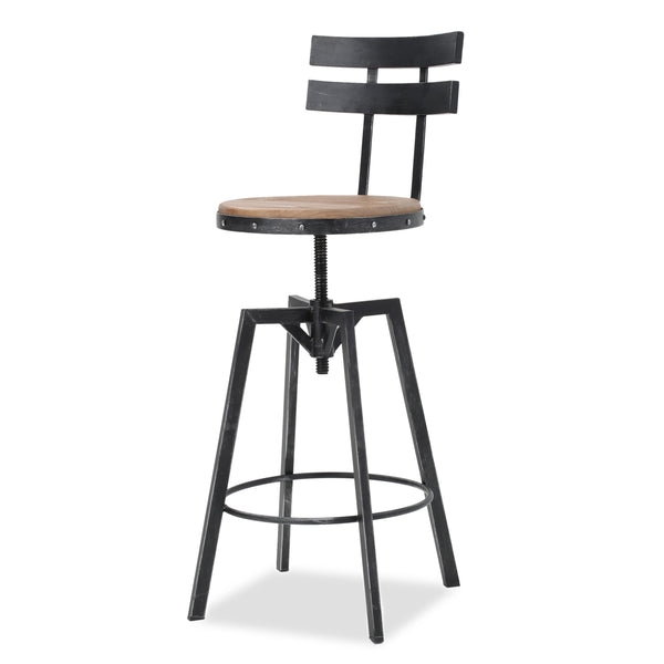 Gdf Studio Vernon Modern Industrial Firwood Adjustable Height Swivel Barstools Set Of 2 Antique And Black Brushed Silver