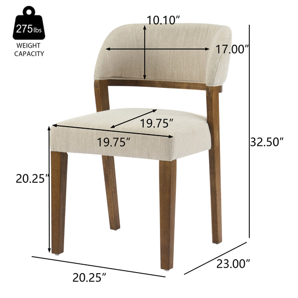 Gdf Studio Veyotilous Upholstered Back Side Dining Chair With Rubber Wood Frame (Set Of 2)