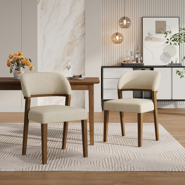 gdf studio Veyotilous Upholstered Back Side Dining Chair with Rubber Wood Frame (Set of 2)
