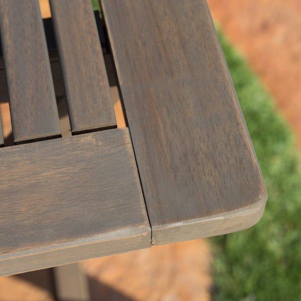 Gdf Studio Vicaro Outdoor Grey Finish Acacia Wood Foldable Dining Set