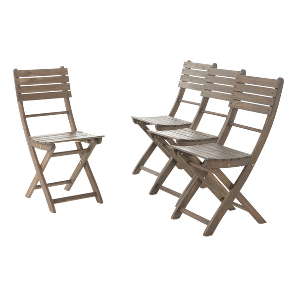 gdf studio Vicaro Outdoor Grey Finish Acacia Wood Foldable Dining Chairs (Set of 4)