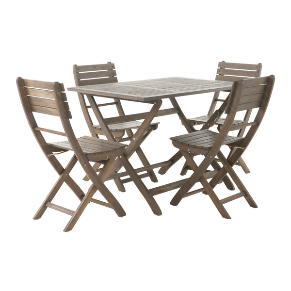 gdf studio Vicaro Outdoor Grey Finish Acacia Wood Foldable Dining Set