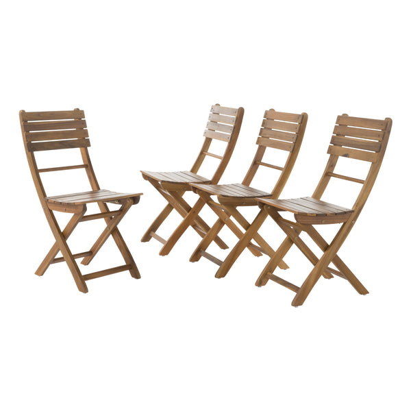 gdf studio Vicaro Outdoor Natural Finish Acacia Wood Foldable Dining Chairs (Set of 4)