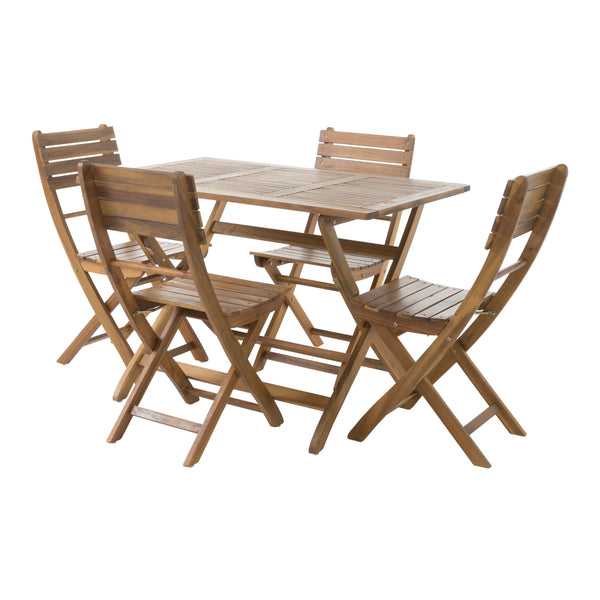 gdf studio Vicaro Outdoor Natural Finish Acacia Wood Foldable Dining Set