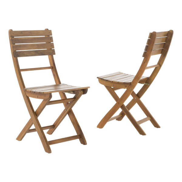gdf studio Vicaro Outdoor Natural Finish Acacia Wood Foldable Dining Chairs (Set of 2)