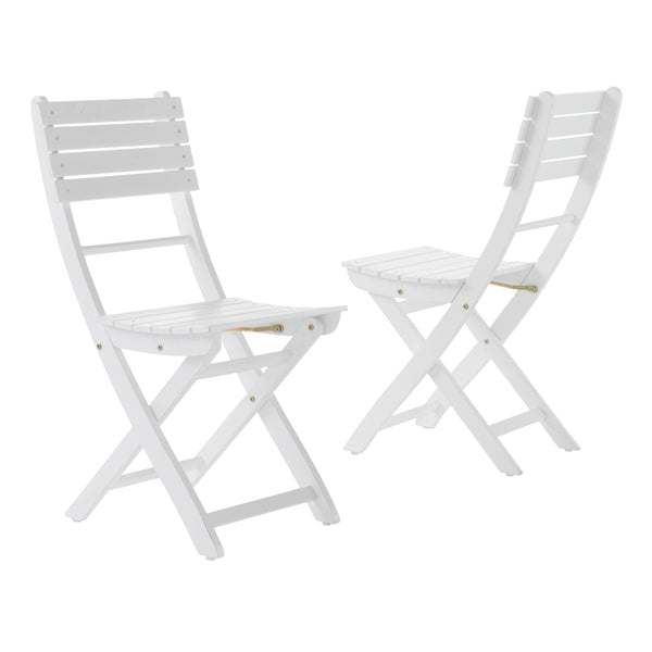 gdf studio Vicaro Outdoor White Finish Acacia Wood Foldable Dining Chairs