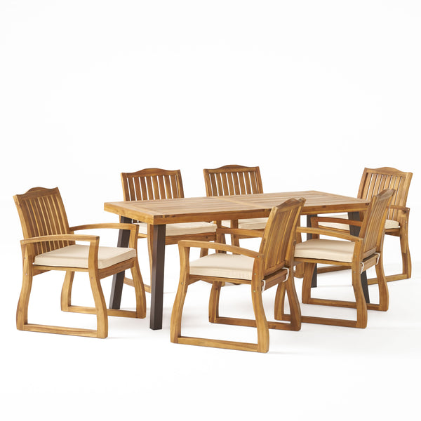 gdf studio Vilamari Outdoor 7-piece Wood Dining Set with Cushions