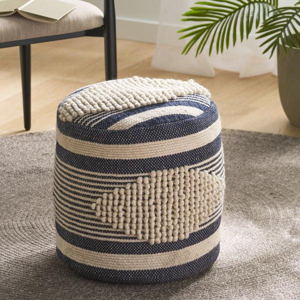 gdf studio Villard Boho Handcrafted Fabric Cylinder Pouf