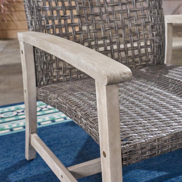 Gdf Studio Viola Outdoor Wood And Wicker Club Chairs