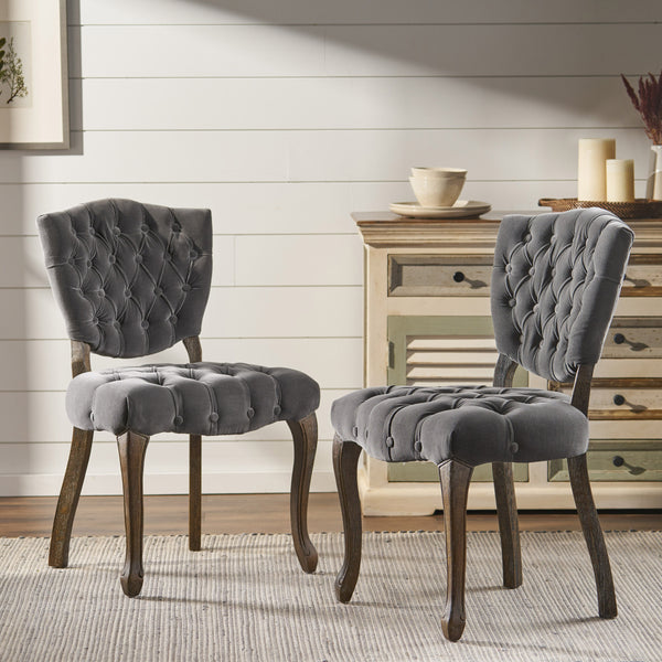 Gdf Studio Violetta French Design Charcoal Dining Chair (Set Of 2)