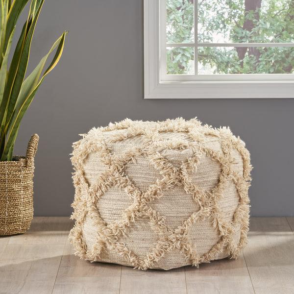 Gdf Studio Viraj Boho Artisan Hand Woven Wool And Cotton Cube Pouf