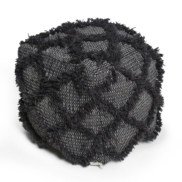 gdf studio Viraj Boho Artisan Hand Woven Wool and Cotton Cube Pouf