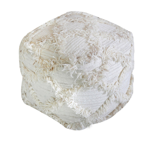 gdf studio Viraj Boho Artisan Hand Woven Wool and Cotton Cube Pouf