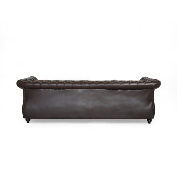 Gdf Studio Vita Chesterfield Tufted Leather Sofa With Scroll Arms