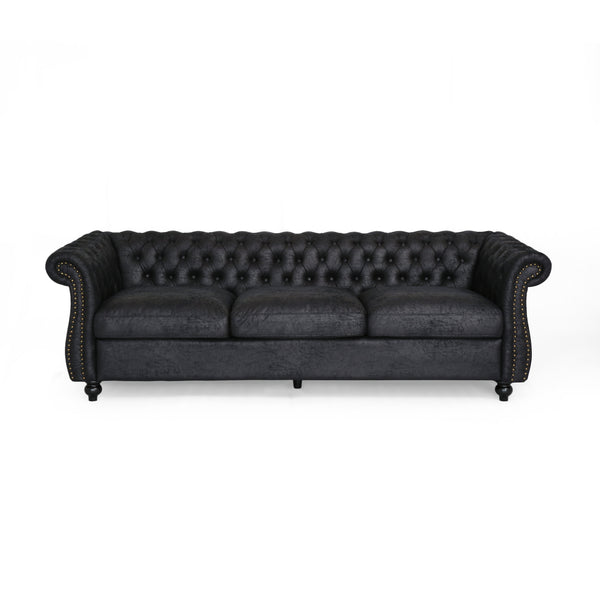 gdf studio Vita Chesterfield Tufted Microfiber Sofa with Scroll Arms