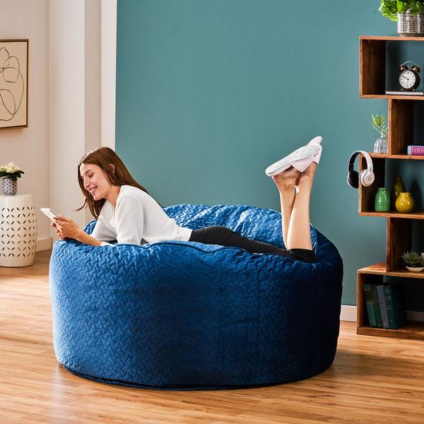 Gdf Studio Vito Glam 4 Foot Velvet Quilt Patterned Beanbag