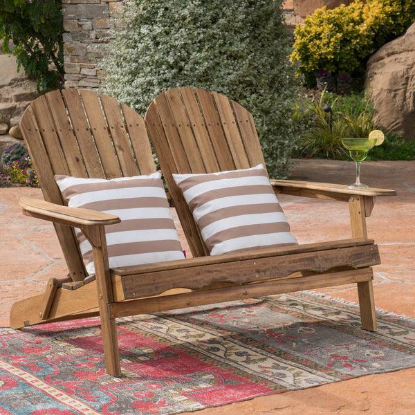 Gdf Studio Vivian Outdoor Acacia Wood Adirondack Loveseat