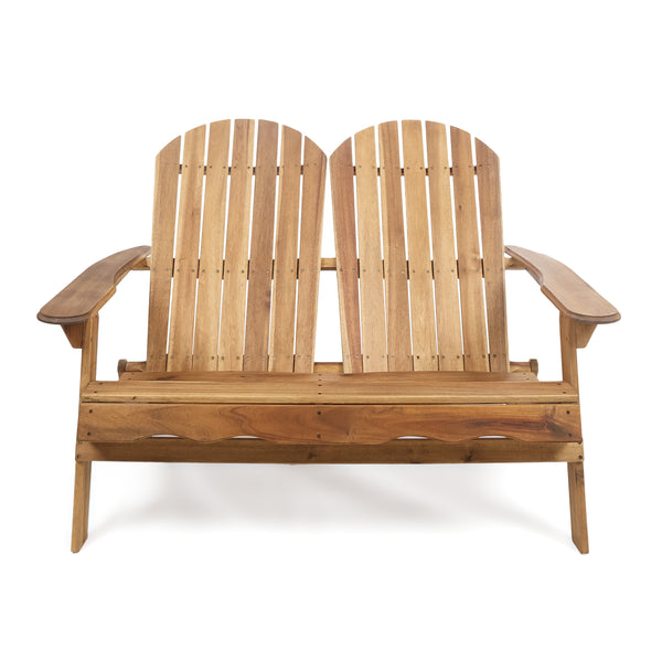 gdf studio Vivian Outdoor Acacia Wood Adirondack Loveseat