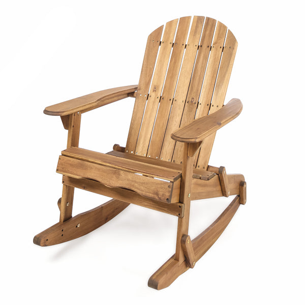 gdf studio Vivian Outdoor Acacia Wood Adirondack Rocking Chair