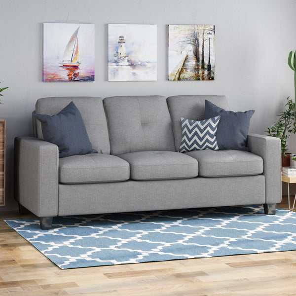 Gdf Studio Viviana Three Seater Sofa With Wood Legs