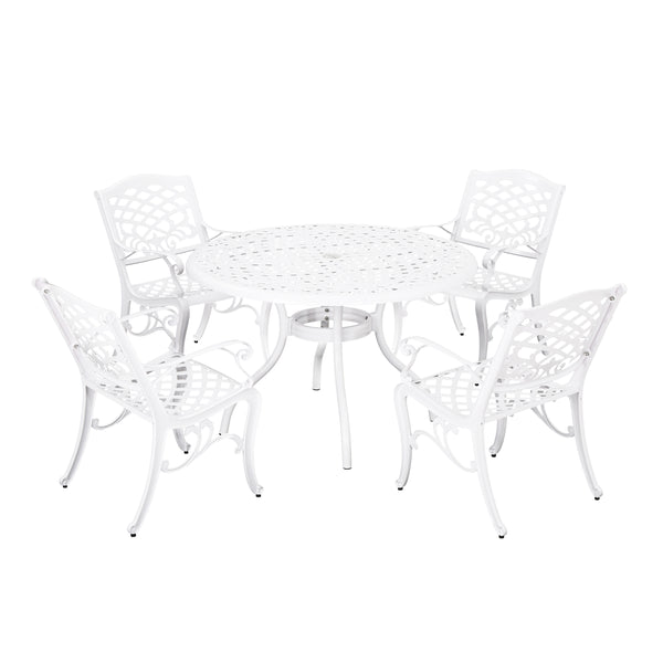 gdf studio Vlada Outdoor 5 Piece Cast Aluminum Round Dining Set