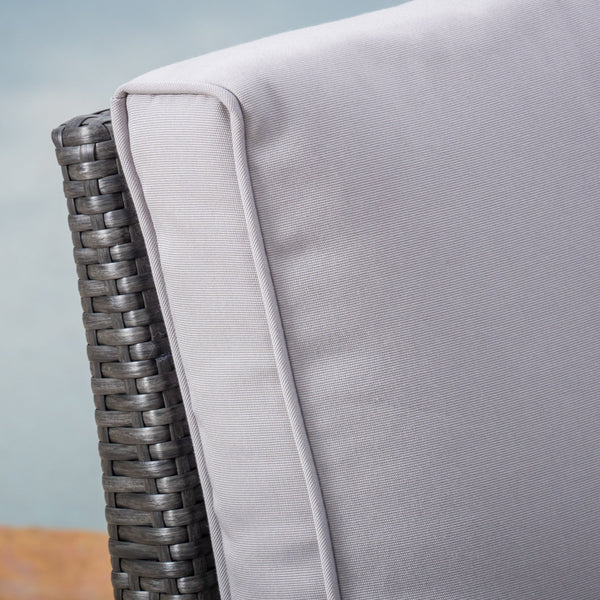 Gdf Studio Voyage Outdoor 4 Piece Gray Wicker Chat Set With Cushions