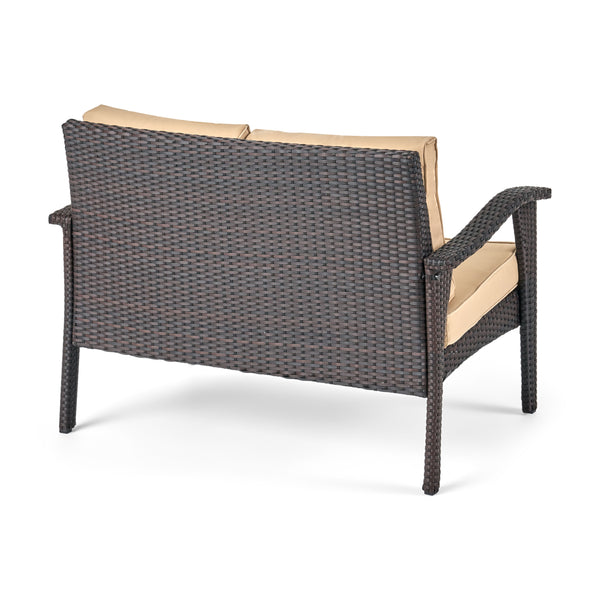 Gdf Studio Voyage Outdoor 6 Seater Wicker Chat Set With Cushions