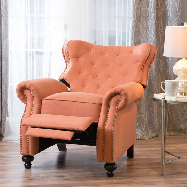 Gdf Studio Waldo Tufted Back Studded Accent Recliner Armchair