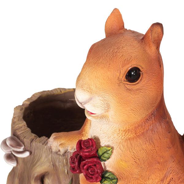 Gdf Studio Wallen Outdoor Decorative Squirrel Planter Brown