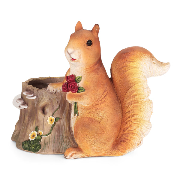 gdf studio Wallen Outdoor Decorative Squirrel Planter Brown