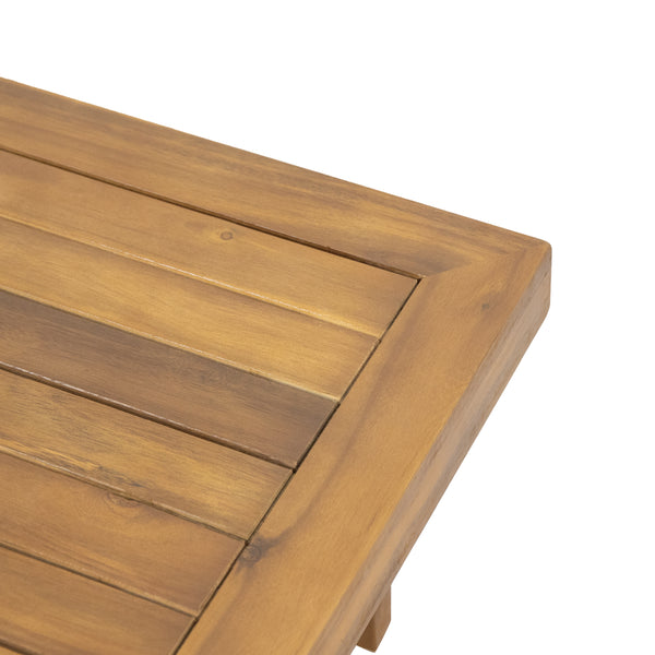 Gdf Studio Wallowa Outdoor Acacia Wood Loveseat And Coffee Table Set With Cushions Teak Beige