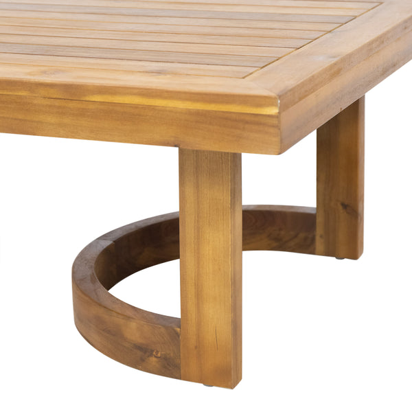 Gdf Studio Wallowa Outdoor Acacia Wood Loveseat And Coffee Table Set With Cushions Teak Beige
