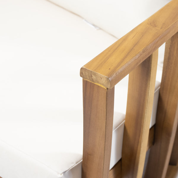 Gdf Studio Wallowa Outdoor Acacia Wood Loveseat And Coffee Table Set With Cushions Teak Beige
