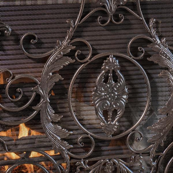Gdf Studio Waterbury Traditional Iron Fireplace Screen Gold On Black