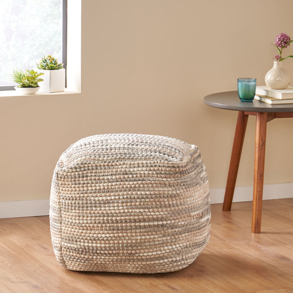 Gdf Studio Waterford Handcrafted Boho Fabric Cube Pouf