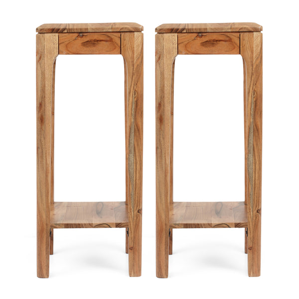 gdf studio Waterford Haralson Handcrafted Mid-Century Modern Acacia Wood Plant Stand Set of 2
