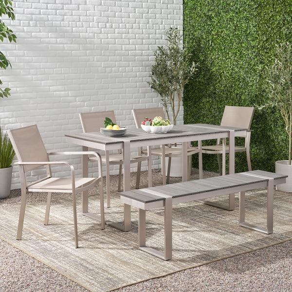 gdf studio Watts Outdoor 6 Piece Aluminum Dining Set