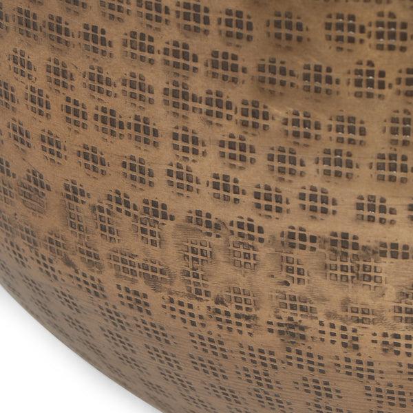 Gdf Studio Weichman Handcrafted Boho Aluminum Drum Side Table Aged Brass