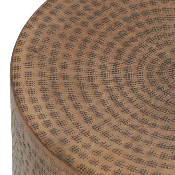 Gdf Studio Weichman Handcrafted Boho Aluminum Drum Side Table Aged Brass