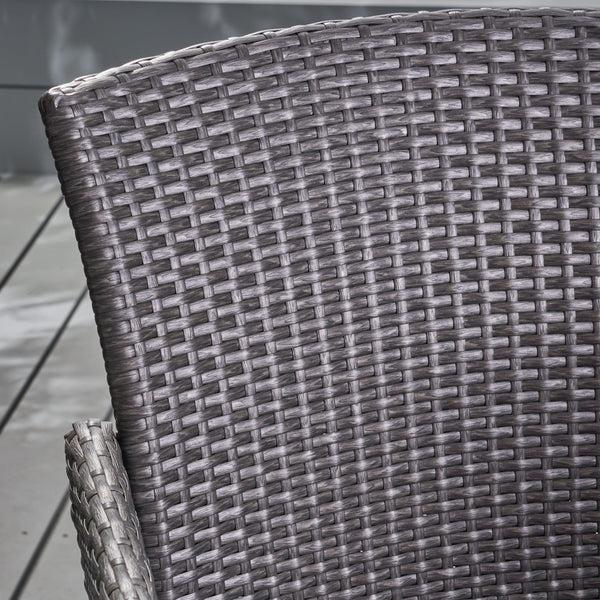 Gdf Studio Welmas Outdoor 38 Inch Wicker Barstool (Set Of 4) Grey