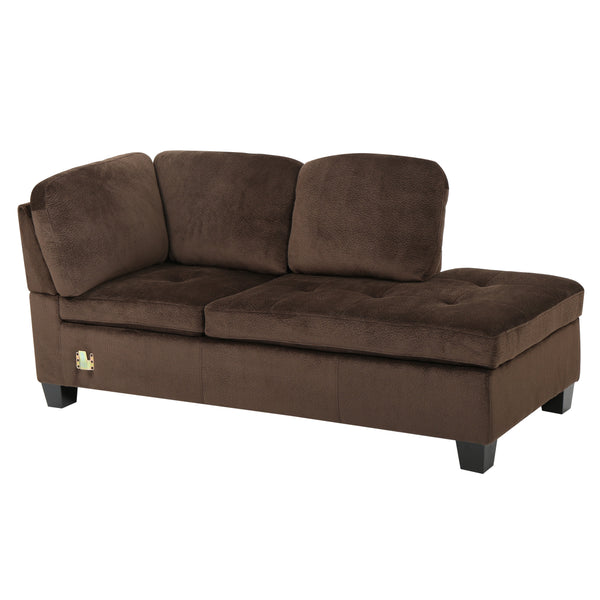 Gdf Studio Welsh Contemporary Tufted Chocolate Brown Fabric Sectional Sofa Set