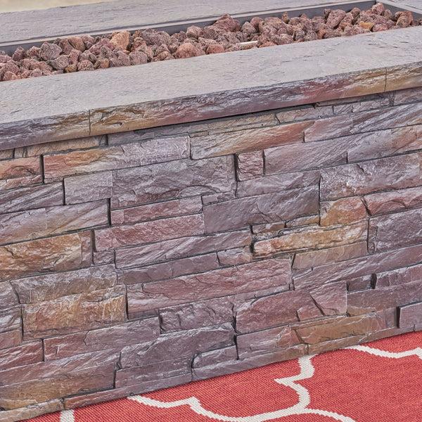 Gdf Studio Welsh Outdoor Light Weight Rectangular Fire Pit Natural Stone