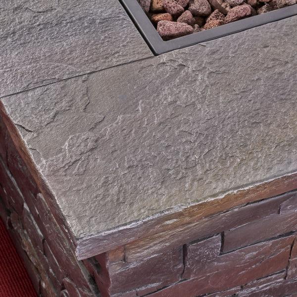 Gdf Studio Welsh Outdoor Light Weight Rectangular Fire Pit Natural Stone